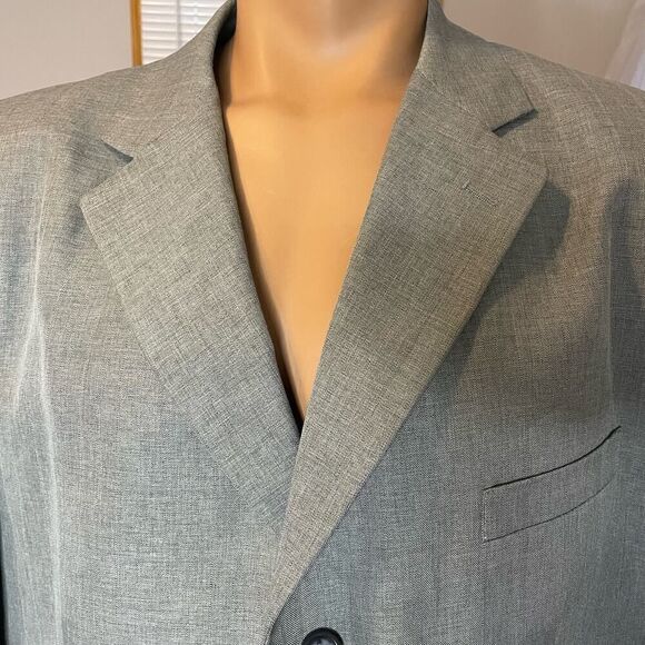 Porta Bella Suit Jacket Blazer 46R Mens Gray 3 Button Sports Coat Notch Collar - Picture 4 of 10
